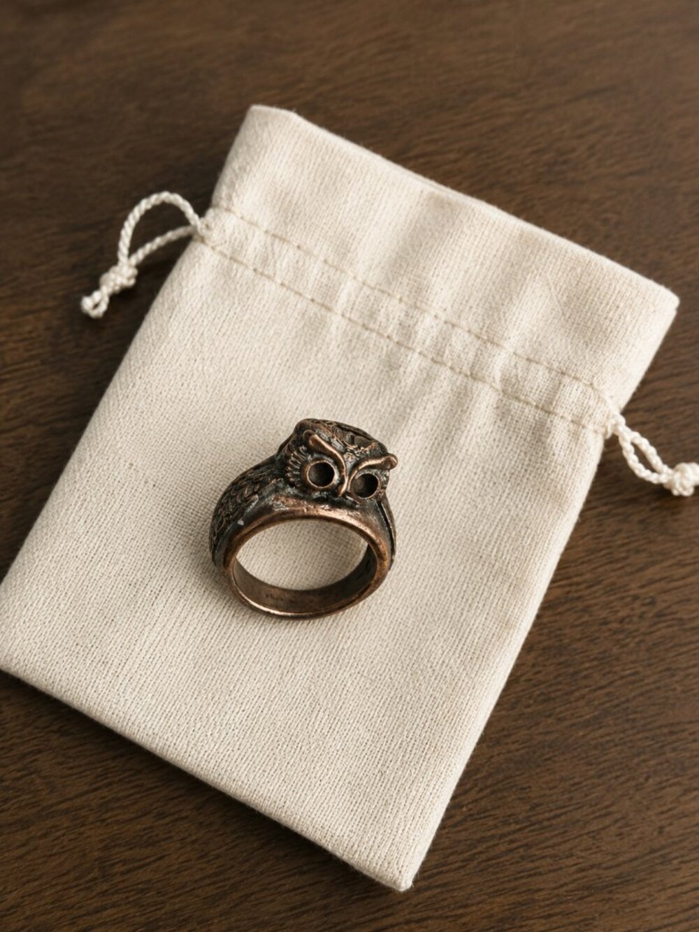 Vintage Brass Owl Statement Ring Size 8